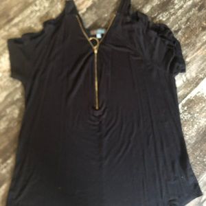 LOVE DELIRIOUS 2X BLACK OPEN CUT OUT ZIP UP SEXY TOP